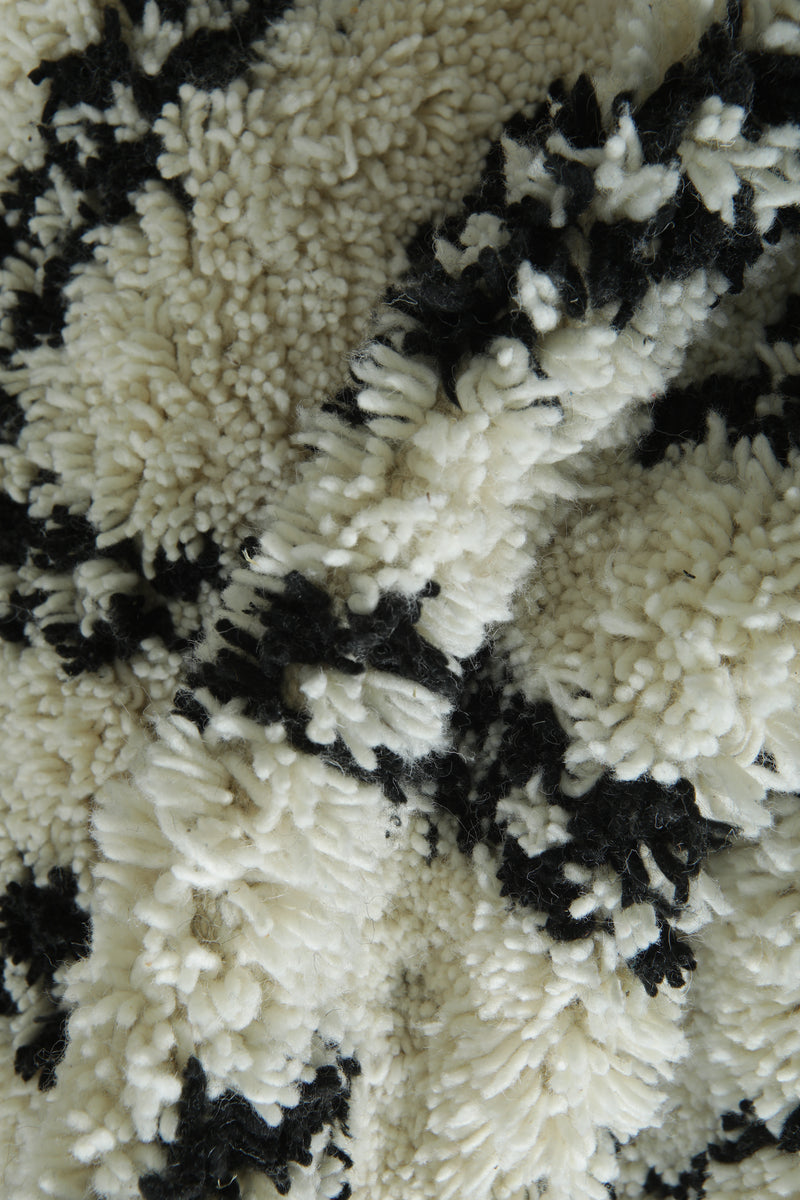 Custom Handwoven Moroccan Rug – Classic Black & White Diamond - Beni Ourain Wool Carpet