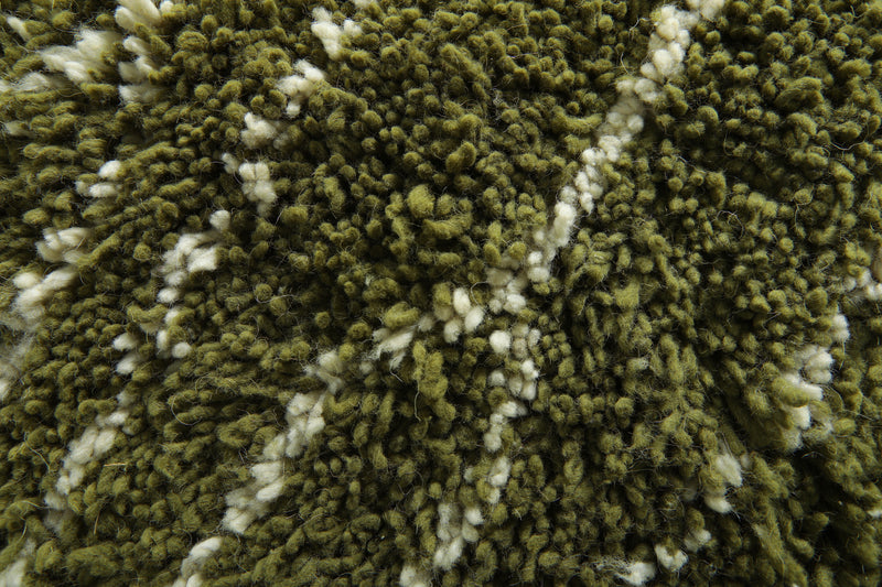 Round Moroccan Rug – Olive Green Wool Carpet - Custom Handwoven Rug