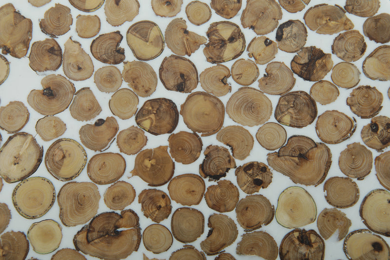 Handcrafted Berber Wood & White Resin Round Table