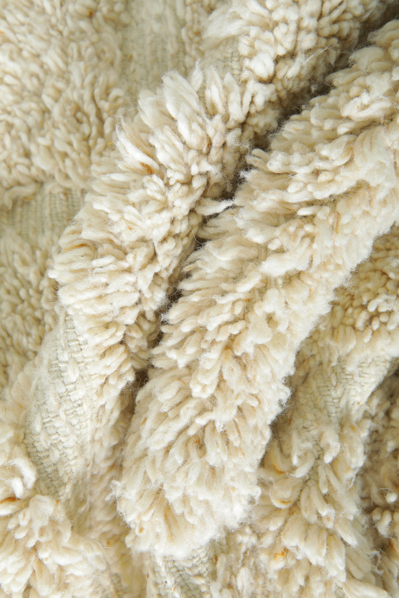 Moroccan Wool Rug – Soft Cream Grid Design - Custom Handwoven Rug