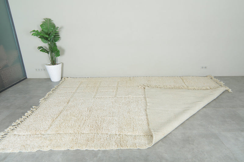 Moroccan Wool Rug – Soft Cream Grid Design - Custom Handwoven Rug