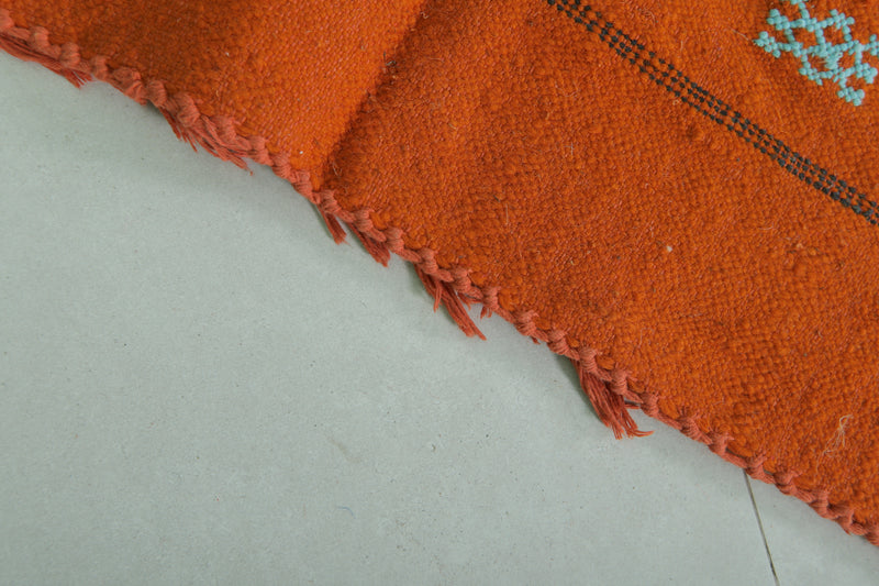 Orange Moroccan Kilim Rug - 3 FT × 4.8 FT | Handwoven Artisan Rug - Handwoven Kilim
