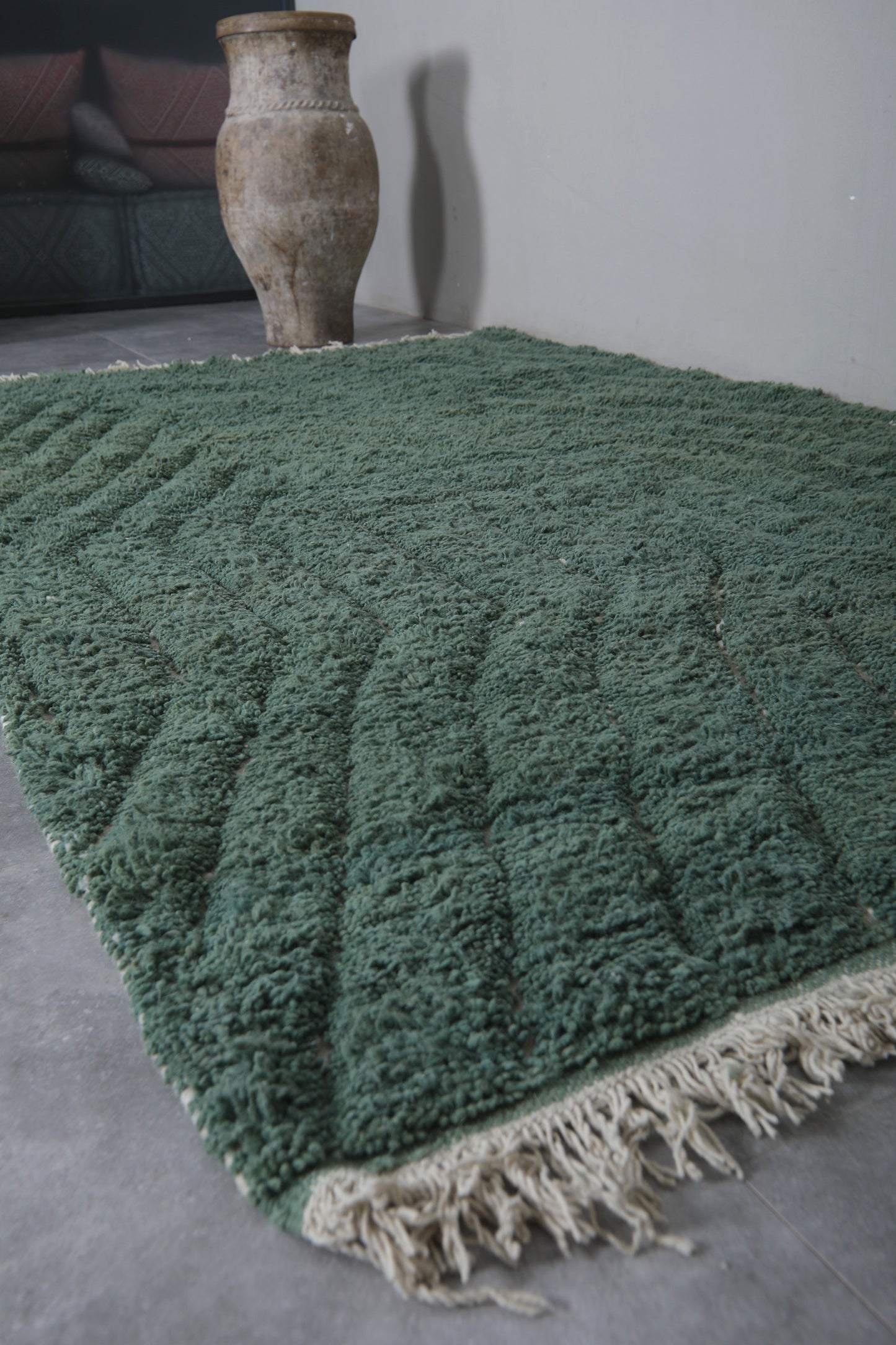 Custom Green Moroccan rug - Handmade Berber rug- Wool rug