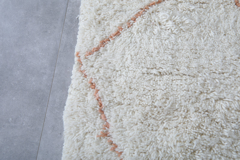 Handwoven Wool Rug in Ivory with Terracotta Diamond Pattern