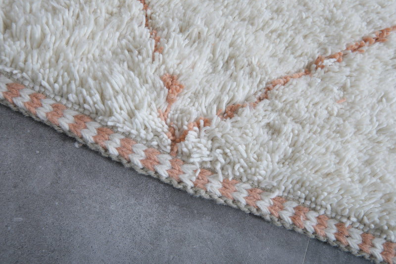 Handwoven Wool Rug in Ivory with Terracotta Diamond Pattern