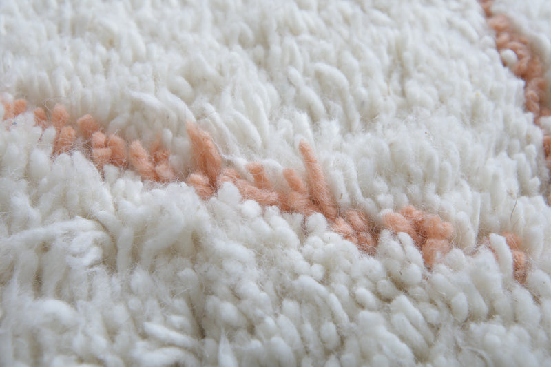 Handwoven Wool Rug in Ivory with Terracotta Diamond Pattern