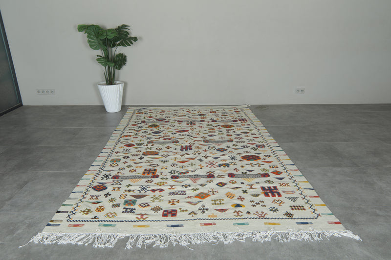 Authentic Moroccan Kilim Rug 6.3 ft × 9.8 ft