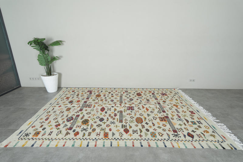 Authentic Moroccan Kilim Rug 6.3 ft × 9.8 ft