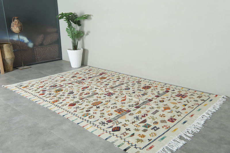 Authentic Moroccan Kilim Rug 6.3 ft × 9.8 ft