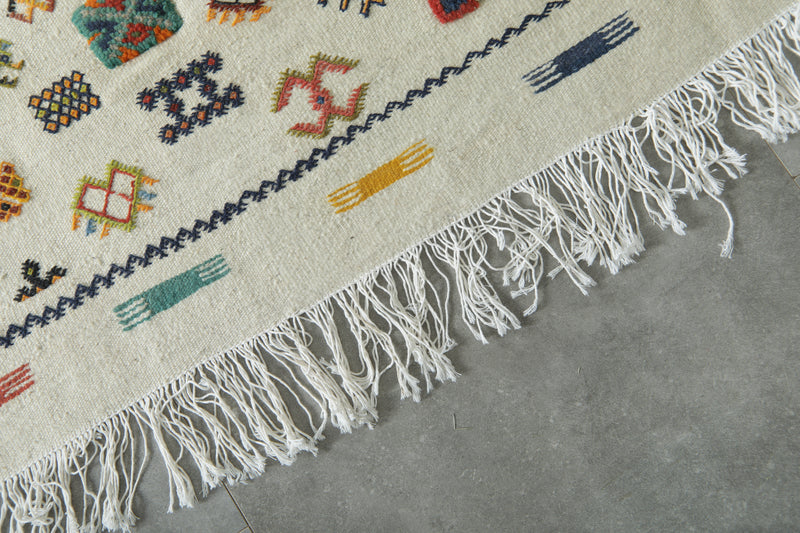 Authentic Moroccan Kilim Rug 6.3 ft × 9.8 ft