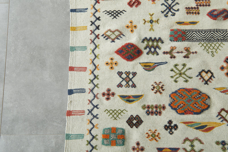 Authentic Moroccan Kilim Rug 6.3 ft × 9.8 ft