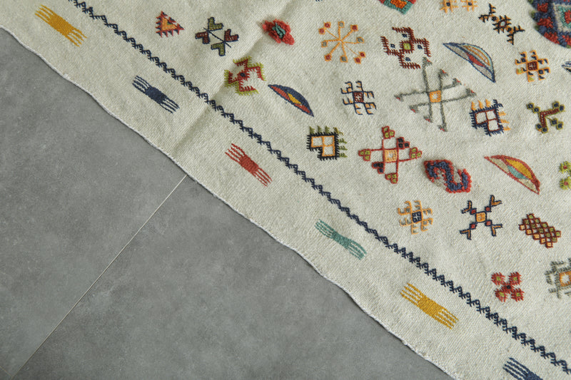 Authentic Moroccan Kilim Rug 6.3 ft × 9.8 ft