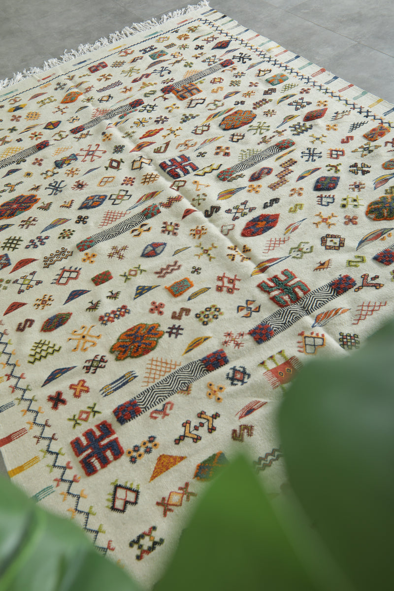 Authentic Moroccan Kilim Rug 6.3 ft × 9.8 ft