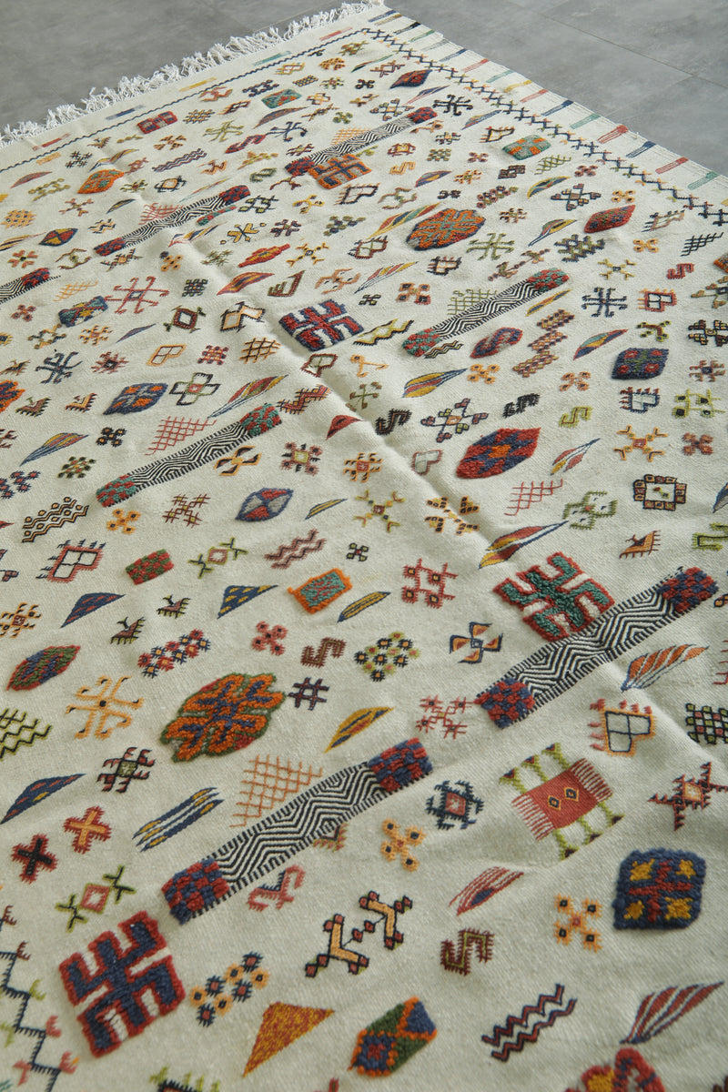 Authentic Moroccan Kilim Rug 6.3 ft × 9.8 ft