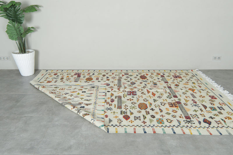 Authentic Moroccan Kilim Rug 6.3 ft × 9.8 ft