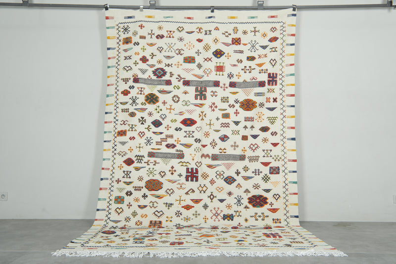 Authentic Moroccan Kilim Rug 6.3 ft × 9.8 ft