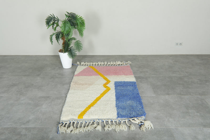 Beni ourain Moroccan wool rug - 3.2 ft x 5.1 ft - Handwoven wool carpet