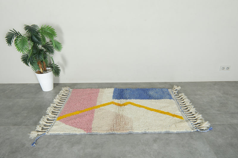 Beni ourain Moroccan wool rug - 3.2 ft x 5.1 ft - Handwoven wool carpet