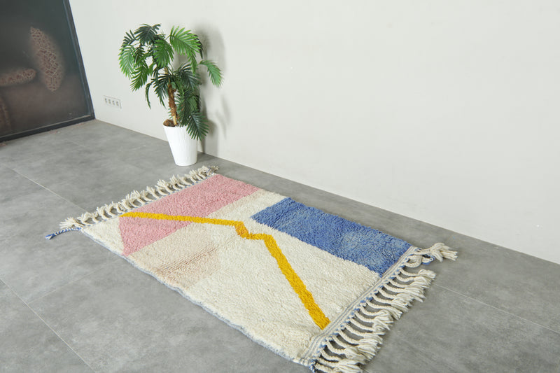 Beni ourain Moroccan wool rug - 3.2 ft x 5.1 ft - Handwoven wool carpet