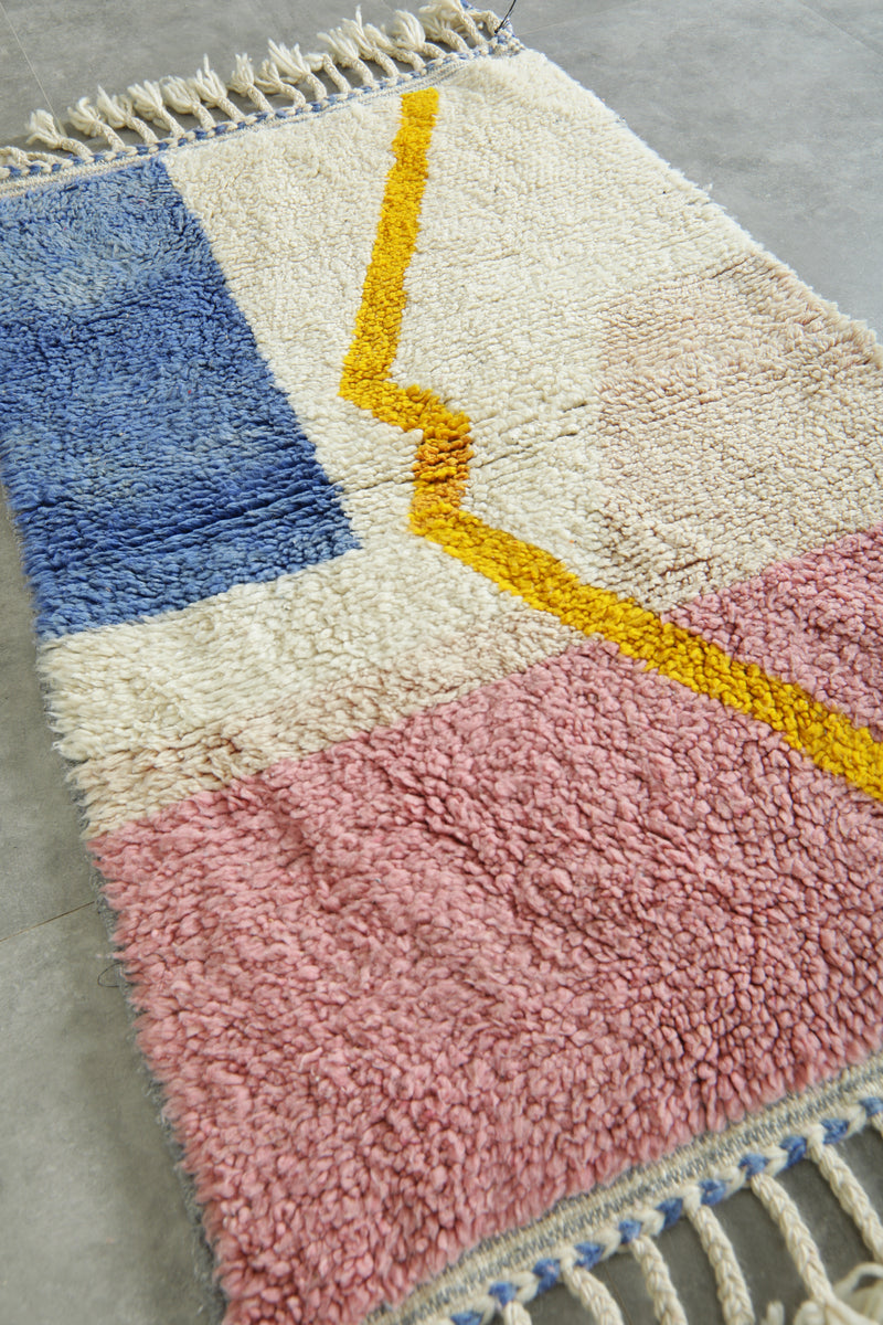 Beni ourain Moroccan wool rug - 3.2 ft x 5.1 ft - Handwoven wool carpet