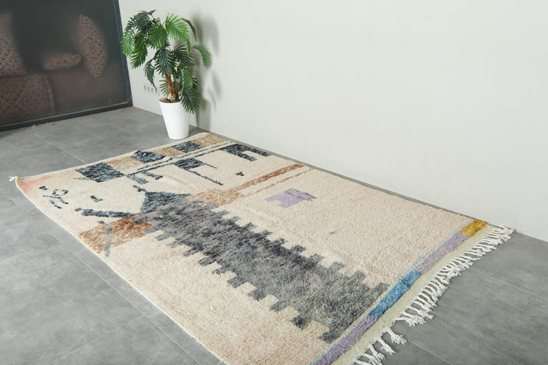 Geometric Moroccan wool rug - 5.1 ft x 8.1 ft - Handmade rug