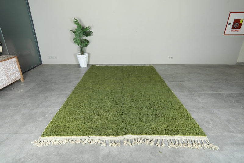 Green Moroccan beni ourain rug - 7 ft x 10.8 ft - Minimalist wool rug - Beni ourain rugs