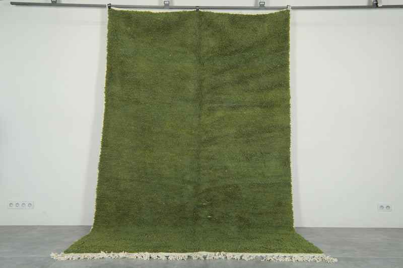 Green Moroccan beni ourain rug - 7 ft x 10.8 ft - Minimalist wool rug - Beni ourain rugs