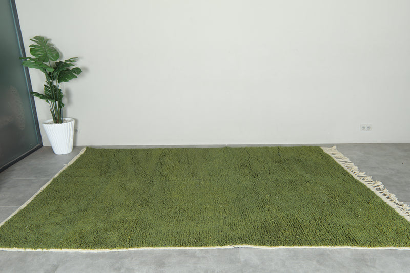 Green Moroccan beni ourain rug - 7 ft x 10.8 ft - Minimalist wool rug - Beni ourain rugs