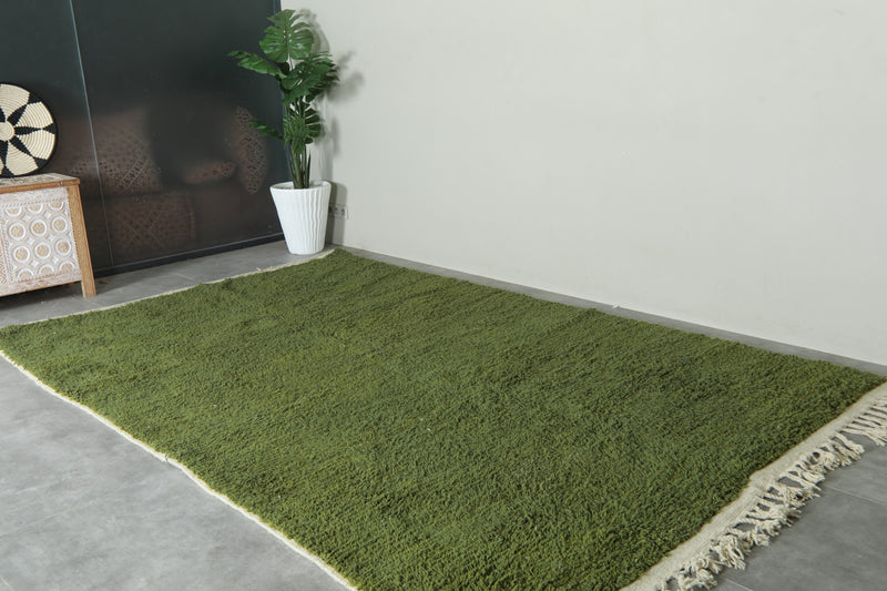 Green Moroccan beni ourain rug - 7 ft x 10.8 ft - Minimalist wool rug - Beni ourain rugs