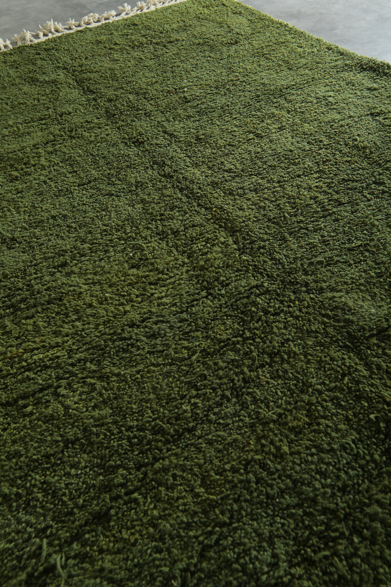 Green Moroccan beni ourain rug - 7 ft x 10.8 ft - Minimalist wool rug - Beni ourain rugs