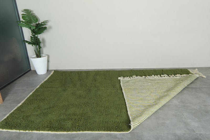 Green Moroccan beni ourain rug - 7 ft x 10.8 ft - Minimalist wool rug - Beni ourain rugs