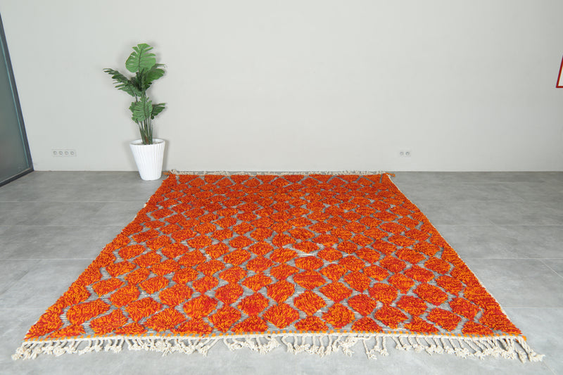 Handwoven Orange Moroccan Rug – Custom Wool rug - custom moroccan rugs