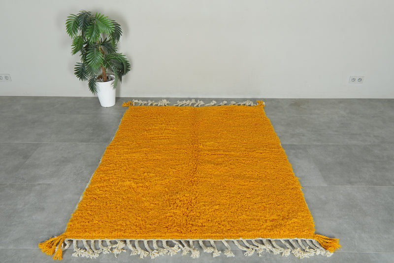 Handmade mustard yellow Moroccan wool rug - Custom size