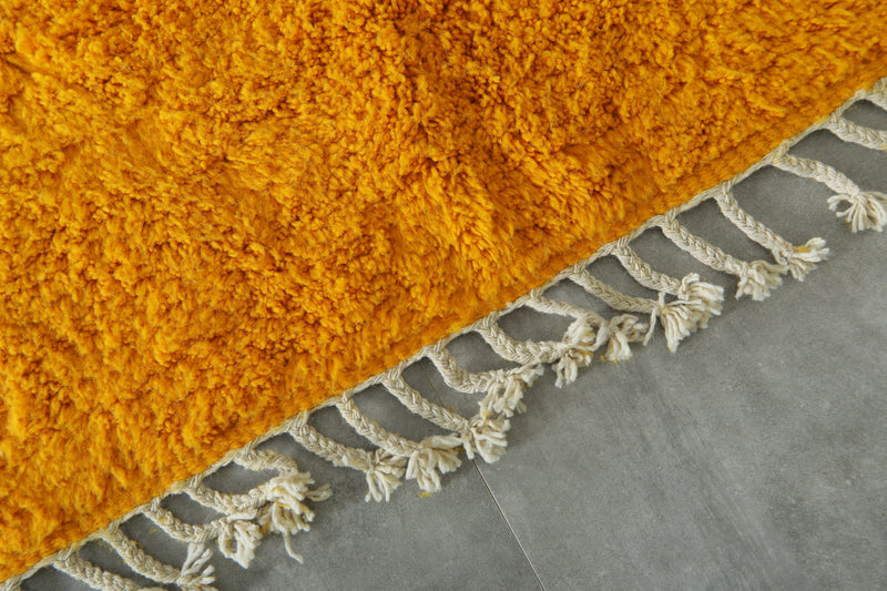 Handmade mustard yellow Moroccan wool rug - Custom size