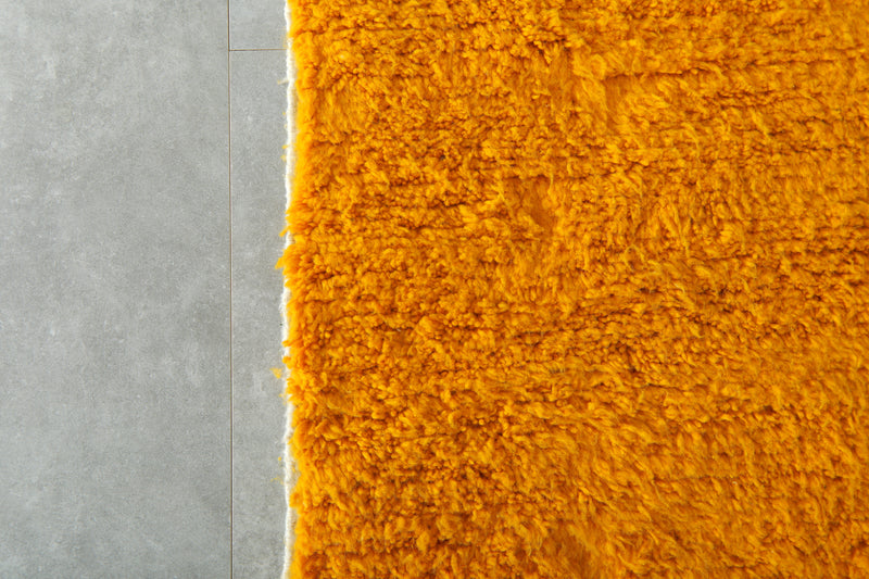 Handmade mustard yellow Moroccan wool rug - Custom size