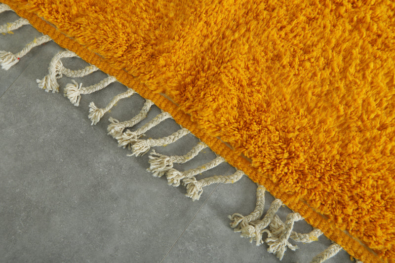 Handmade mustard yellow Moroccan wool rug - Custom size