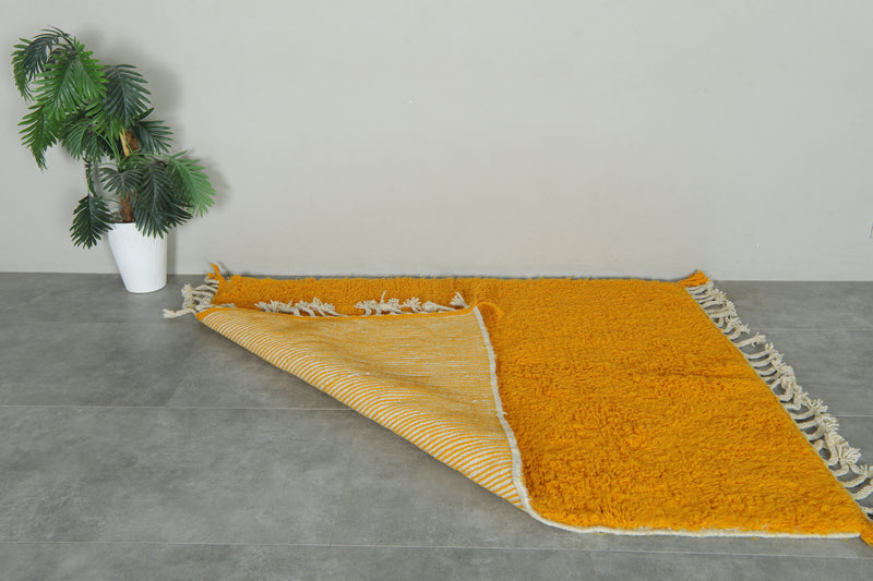 Handmade mustard yellow Moroccan wool rug - Custom size