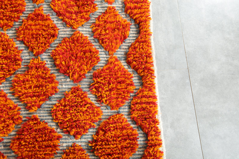Handwoven Orange Moroccan Rug – Custom Wool rug - custom moroccan rugs