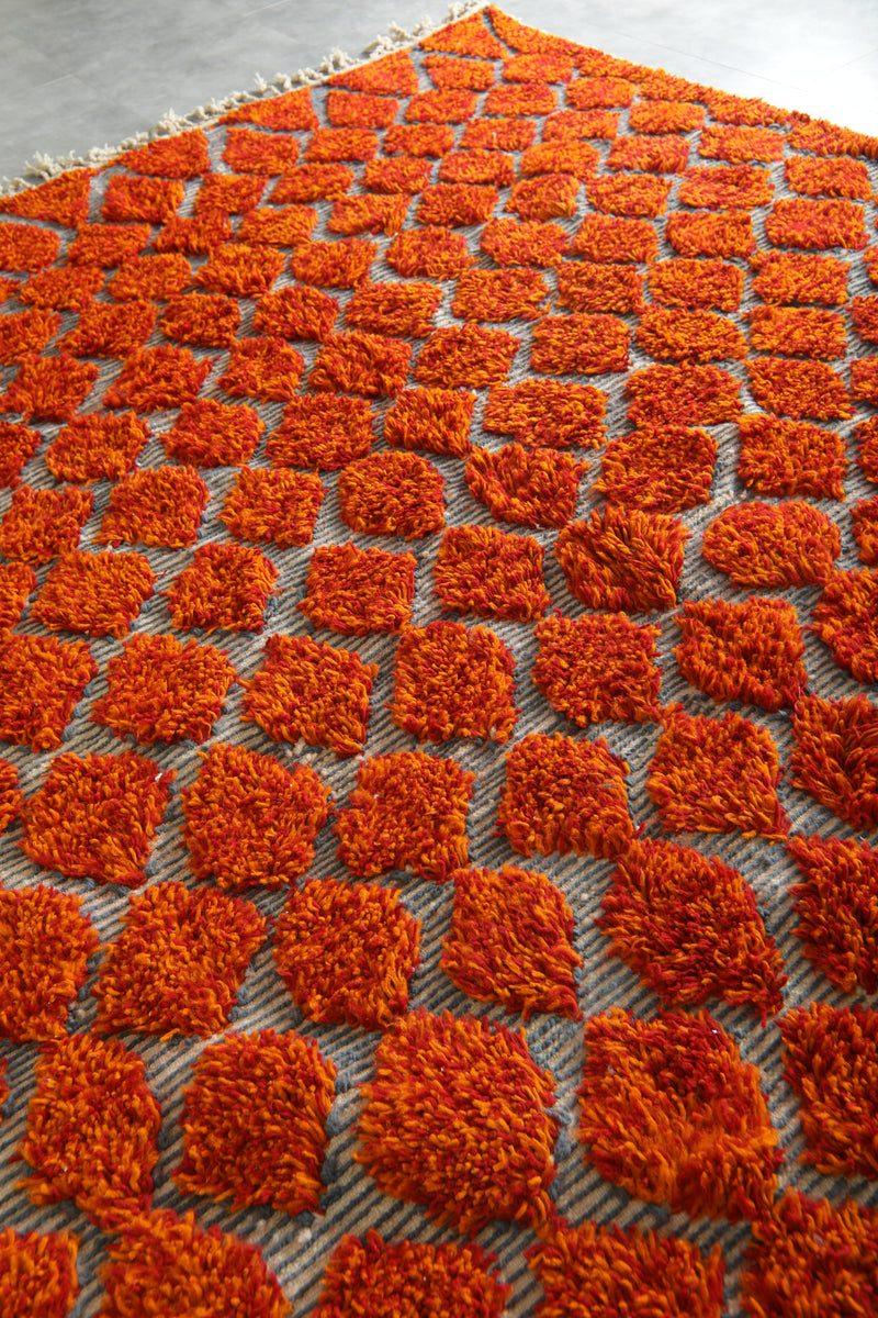 Handwoven Orange Moroccan Rug – Custom Wool rug - custom moroccan rugs