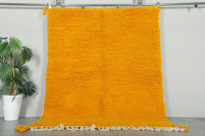 Handmade mustard yellow Moroccan wool rug - Custom size