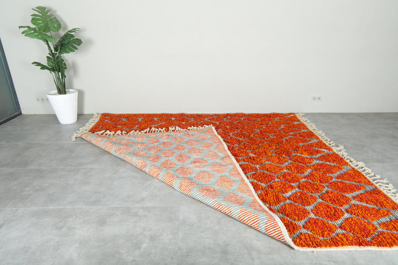 Handwoven Orange Moroccan Rug – Custom Wool rug - custom moroccan rugs