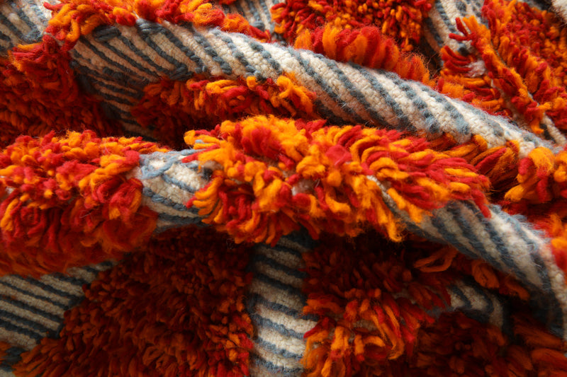 Handwoven Orange Moroccan Rug – Custom Wool rug - custom moroccan rugs