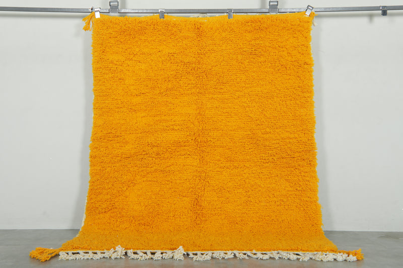 Handmade mustard yellow Moroccan wool rug - Custom size
