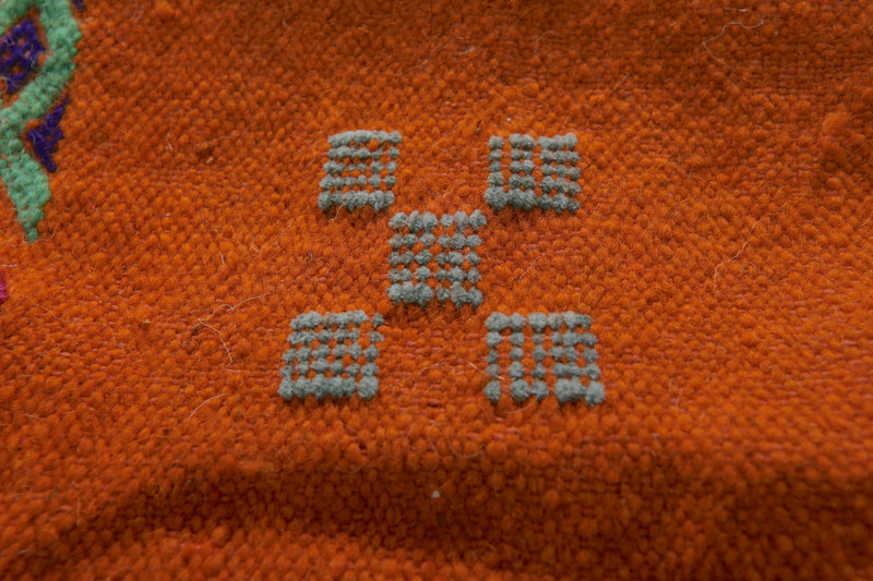 Handwoven Orange Moroccan Rug 3.2 x 5.1 ft | Geometric Berber Design - moroccan rug