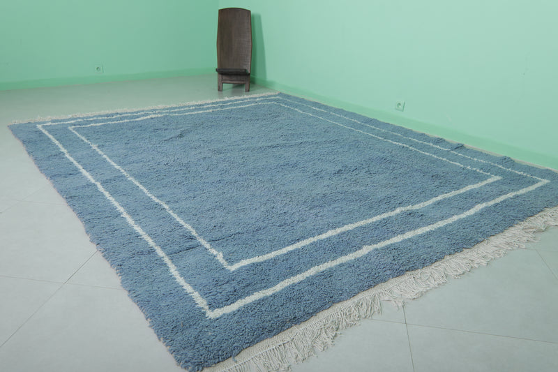 Blue Moroccan rug - 8.2 x 9.8 ft | Handwoven modern design