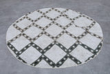 Round Moroccan wool 5 Feet - vintage trellis rug