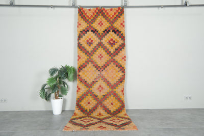 Handmade vintage runner rug  3.4 feet X 9.8 feet - 