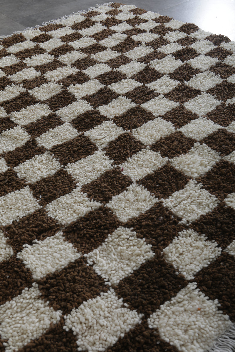 Brown Checkered Style Rug Ruggable Brown and White Checkered Rug 5.2 X 5.8 Feet – Handmade Statement ...