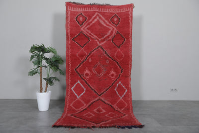 Vintage Red Moroccan Rug – 3.8 x 8.5 ft | Handwoven Berber Elegance - Azilal rugs