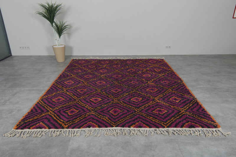 Geometric Moroccan rug - Purple, black & orange - 8.3 FT X 10 FT